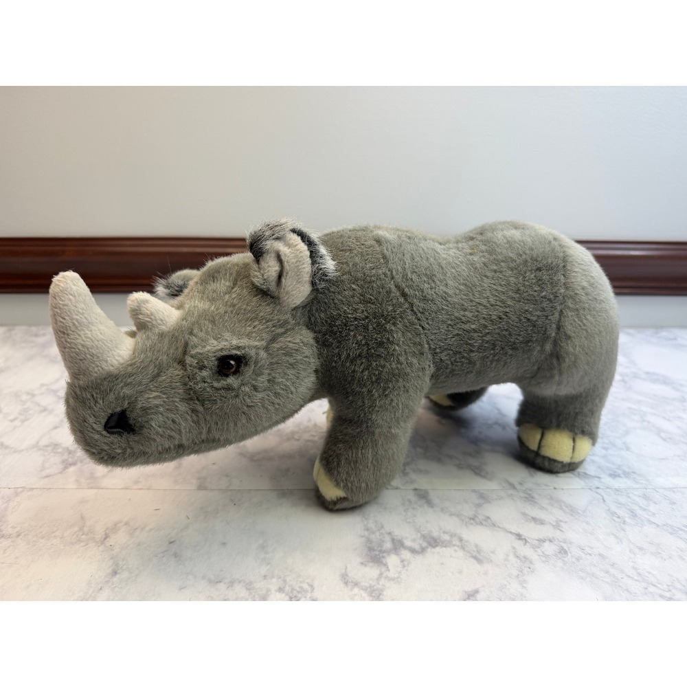 K&M International Rhinoceros Plush Stuffed Animal Grey Rhino Wildlife Toy 12"